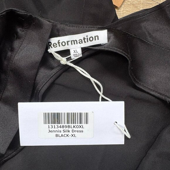 NWT New Reformation Jennis Silk Mini Dress Short Halter Open Back Black XL - Picture 5 of 17